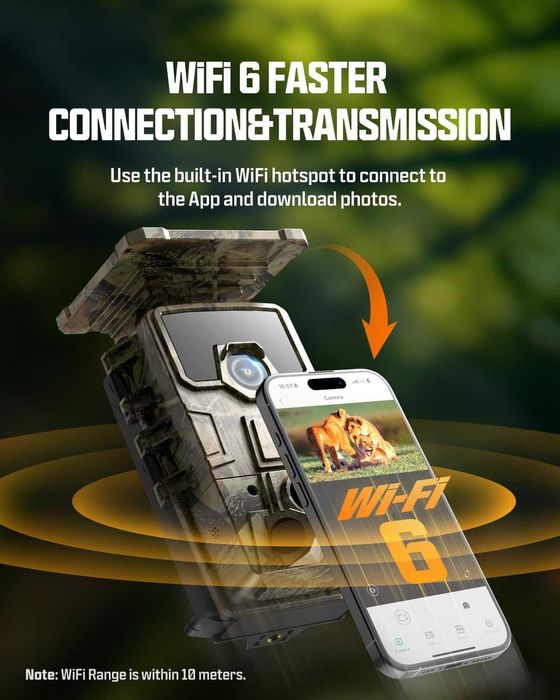 Cameră solară vanatoare CEYOMUR CY 75 4K UHD  WiFi 6 baterie 5200mAh