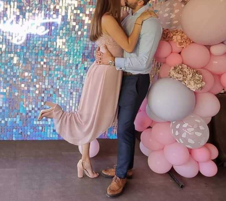 Rochie roz cu perle, delicata/ ocazie speciala/ nunta