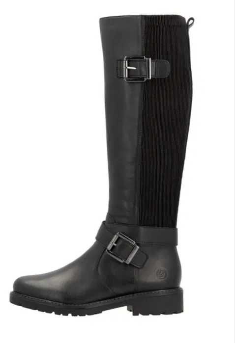 черни кожени ботуши Remonte, еластична горна част