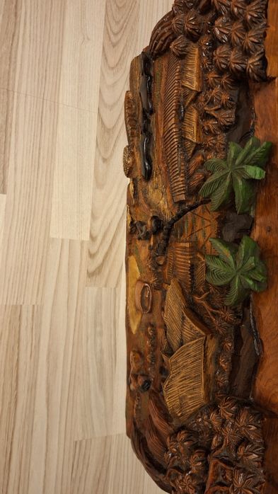 Tablou basorelief din lemn Stil RoCoCo Baroc manual o singua bucata