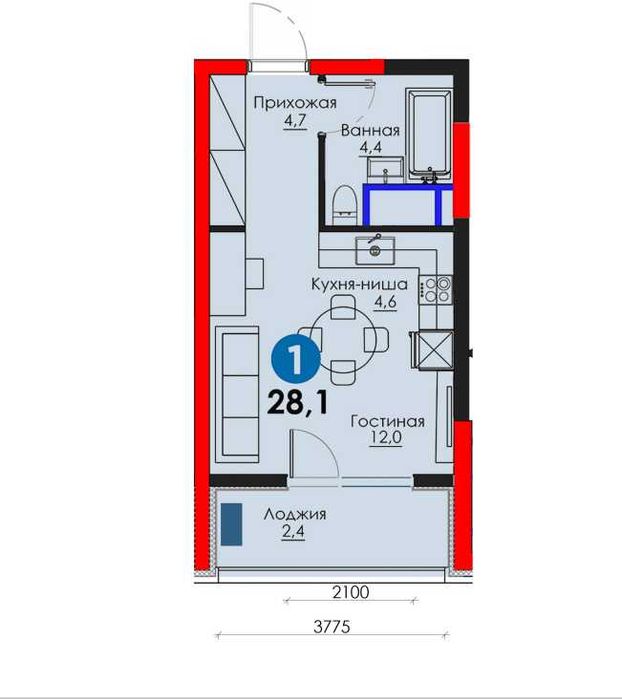 Акция! 1-комнатная квартира по выгодной цене / Ипотека от 15%  (J)