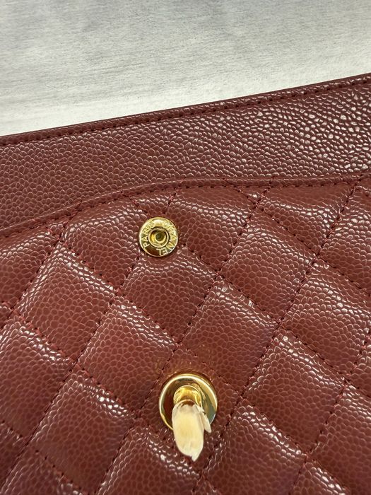 Chanel caviar burgundy  дамска чанта