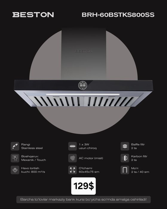 Вытяжка Beston 60sm 90sm / Dudbo'ron Beston 60sm/ 90sm