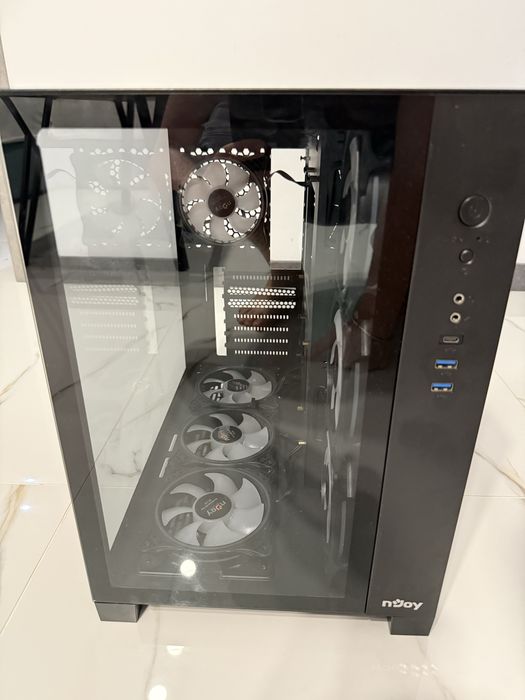 Carcasa NJOY PC AURA, ARGB, Middle tower ATX, Black