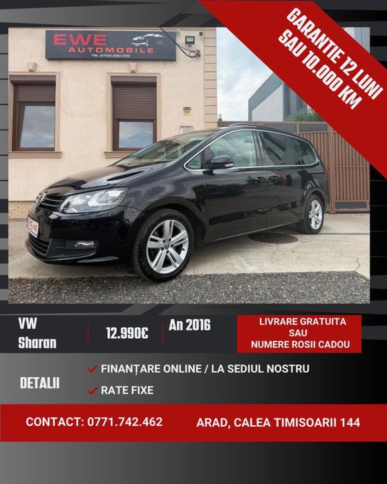 Volkswagen Sharan 2,0 Tdi Dsg 7 Locuri Euro 6 Rate Fixe Garantie 12 Luni