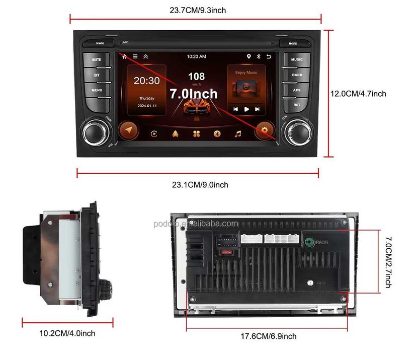 Мултимедия за Audi A4 B6 B7 RS4 навигация Android плеър 2DIN А4 Ауди, 2DIN, Audi A4 B6, B7