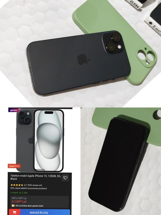 iPhone 15 5G (Black) 128GB cu Baterie 100% Originală Ofertă Preț