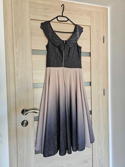Rochie midi eleganta gri-roz degrade