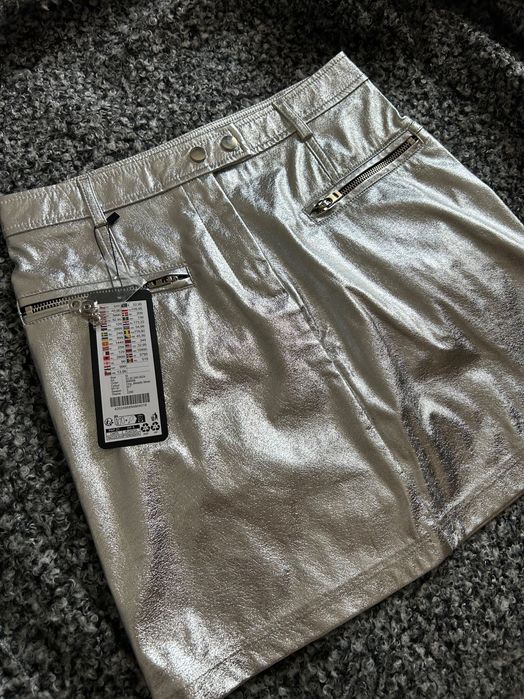 Сребърен металик дамска пола