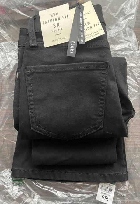 Blugi de dama River Island, bootcut, midwaist, 25-L32, negri - Noi