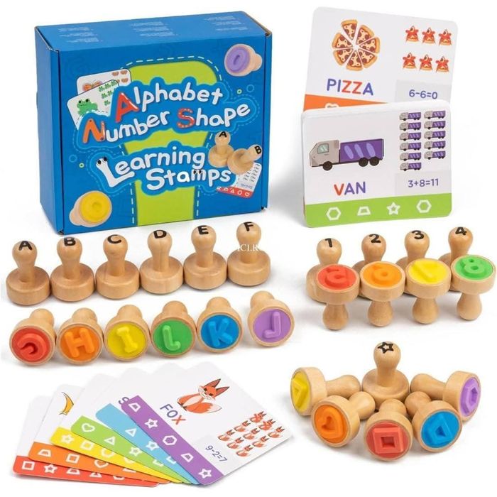 Set 45 stampile montessori din lemn