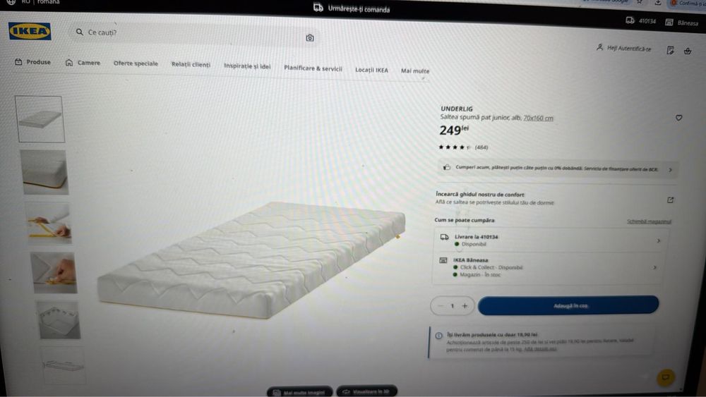 Pat pentru copii + saltea de spumă + protectie saltea spuma