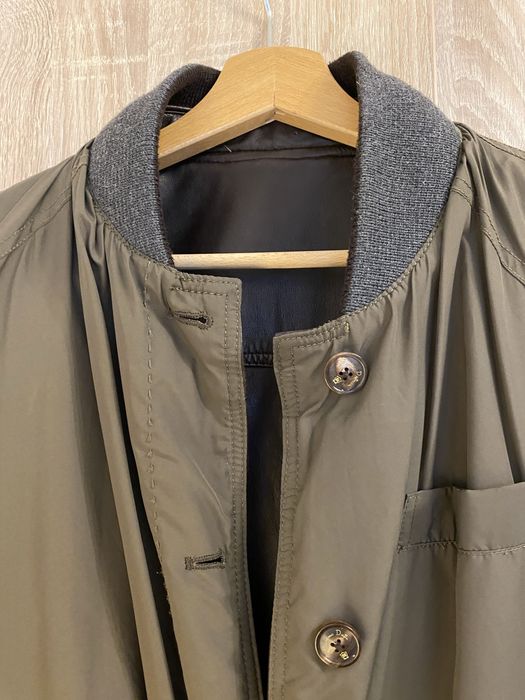 Geaca cu doua fete Massimo Dutti - din piele maro si din fas kaki