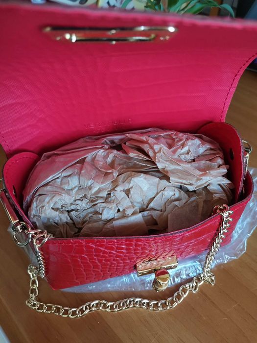 Poșetă de Lux - Elegantă Superbă din Piele Naturală Croco Lăcuită , Made in Italy * NOU*