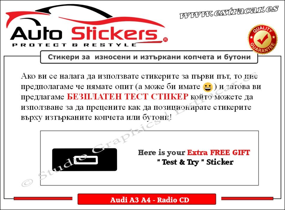 Стикери Лепенки за износени и изтъркани копчета и бутони-Audi А3 А4