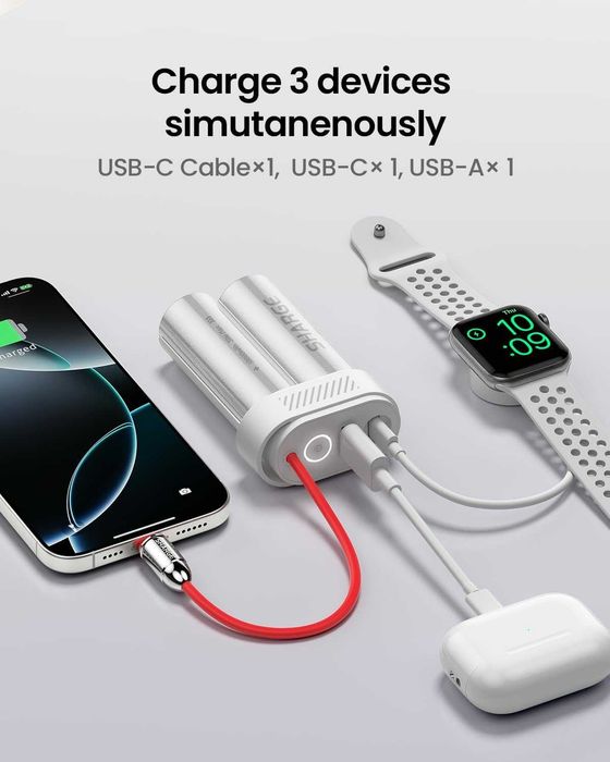 SHARGE Power Bank 10000mAh 30W Преносимо зарядно тип C, USB-C и USB-A
