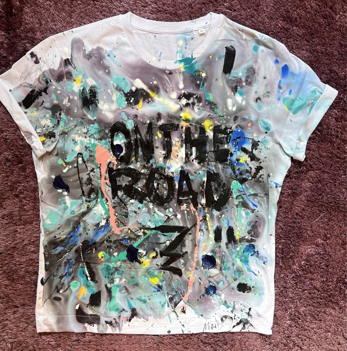 Ръчно рисувани фанелки съметани с принт