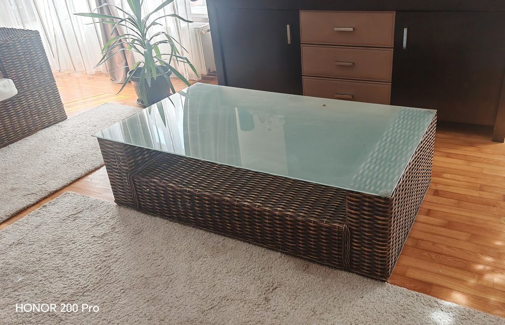 Set mobilier gradina/terasa ratan MOBEXPERT canapea + 2 fotolii + masă cu perne protecție incluse