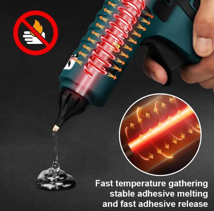 Пистолет за топъл силикон GISAM с 2 батерии