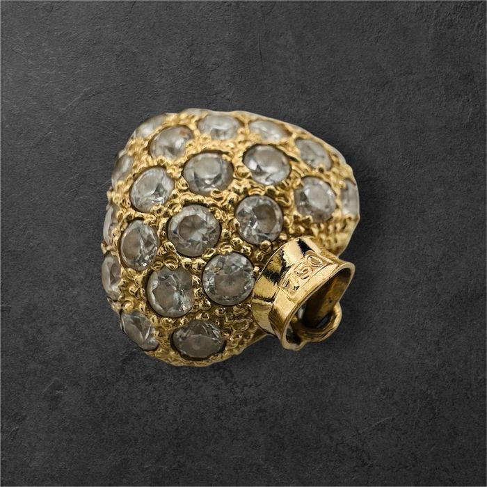 Златна висулка "Сърце" със две лица бяло и жълто 18к