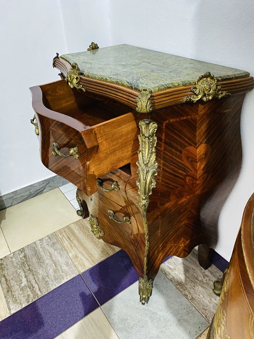 Comoda Vintage Lemn Masiv Intarsii Servanta Bronz Baroc
