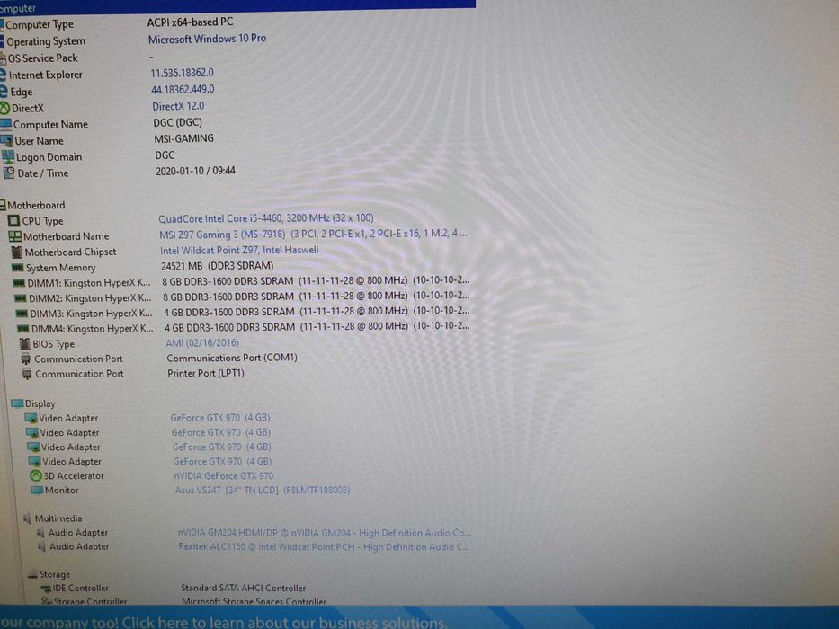 Sistem intel i5+ Monitor Asus 22 inch