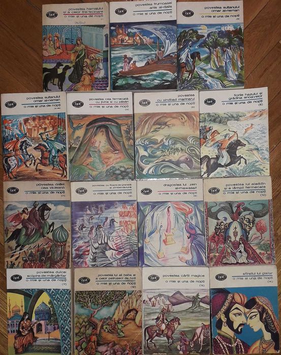 O Mie si Una de Nopti [1001 de Nopti] (Ed. Minerva, Colectia BPT: Biblioteca pentru toti, 1978-1988, 15 volume, editie/serie completa) Basme arabe