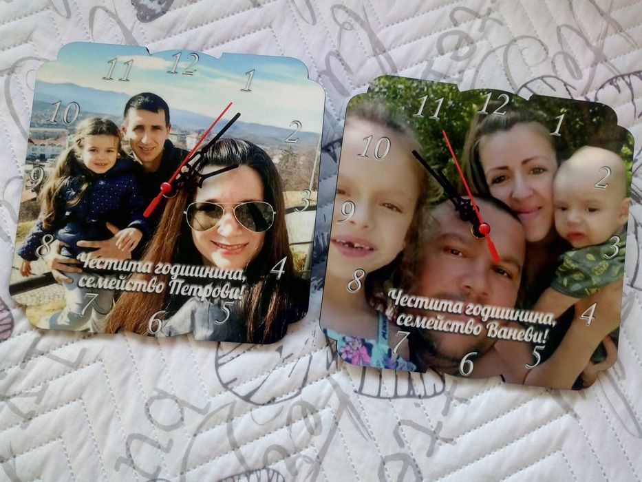 Стенен часовник със снимка и надпис - подарък за Свети Валентин