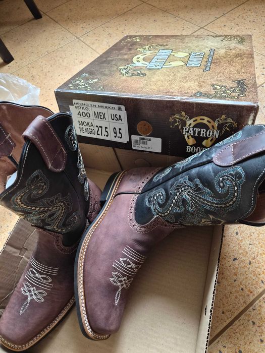 Мексикански рокерски ботуши от естествена кожа