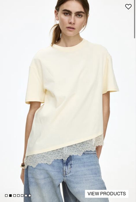Футболка с гипюром от h&m/ новая/ размер М