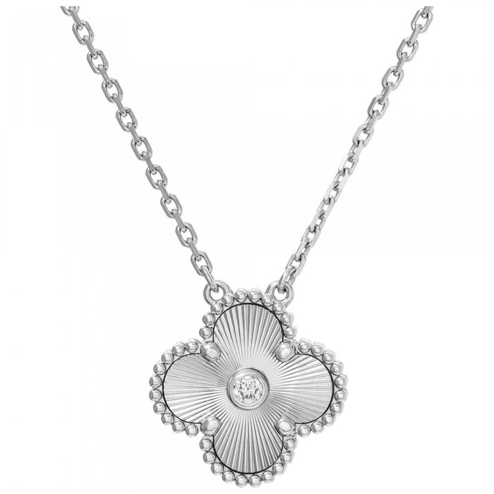 Van Cleef & Arpels VCA Silver Diamond Alhambra Clover Дамско Колие