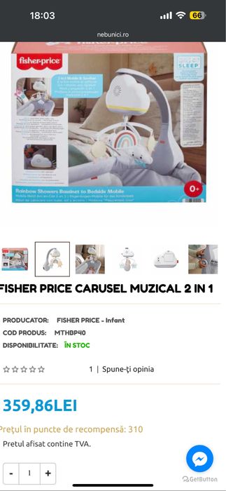 FISHER PRICE carusel muzical 2 IN 1