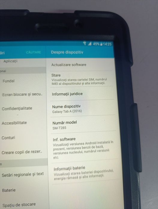 Tableta samsung t285 display 7 inch cu husa rezistenta sock  slot sim și card