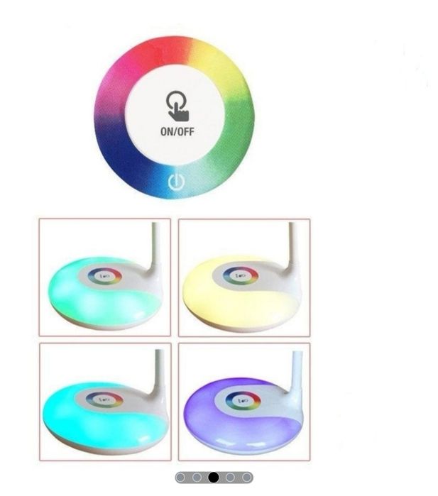 Настолна лампа Led, RGB, USB порт, 3 степени за сила на светлина