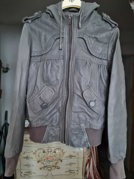 Bomber/Geaca piele cu gluga WAREHOUSE marime 38