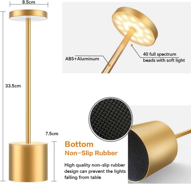 Lampă de masă fără fir LED pentru masă, noptieră, birou