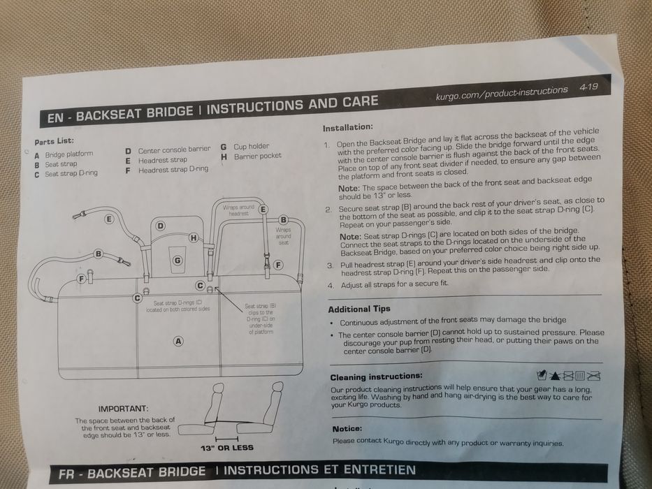 Extensie pat bancheta auto câini Krugo