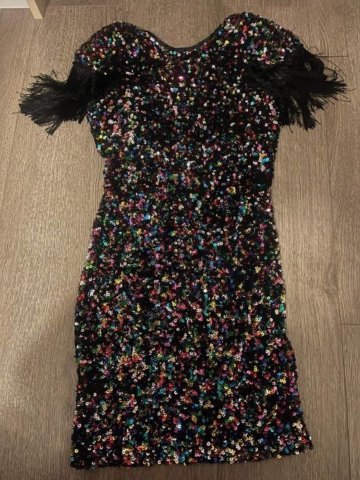 Rochie bby cu paiete si epoleti cu franjuri