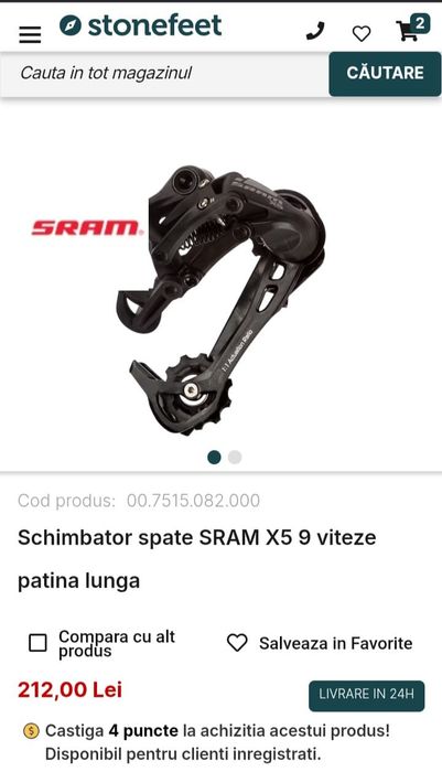 Vănd Set Schimbător Spate și Manetă SRAM X5 - 9 Viteze - NOI în cutie (Dețin Factură)