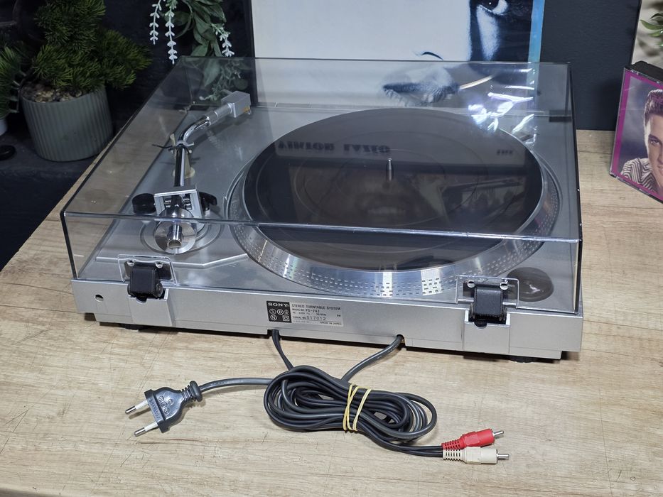 Pickup SONY PS-242, direct drive,  stereo hifi argintiu, stroboscop,  pitch control