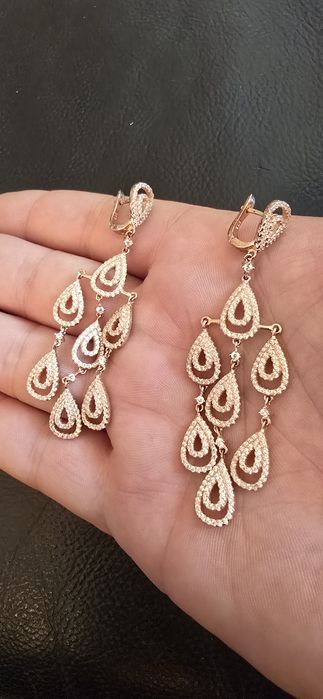 Cercei argint aurit roze