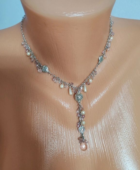 Colier + cercei argint rodiat Made in Italy