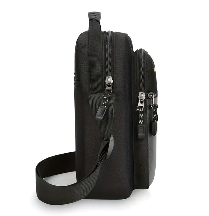 Мъжка удобна и универсална чанта с презрамки/Черен найлон -15%Промоция