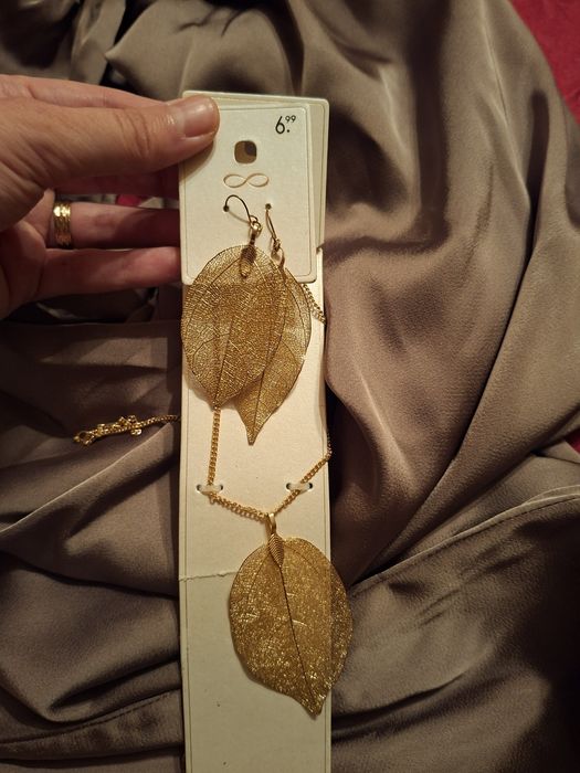 Set cercei lănțișor in form se frunze