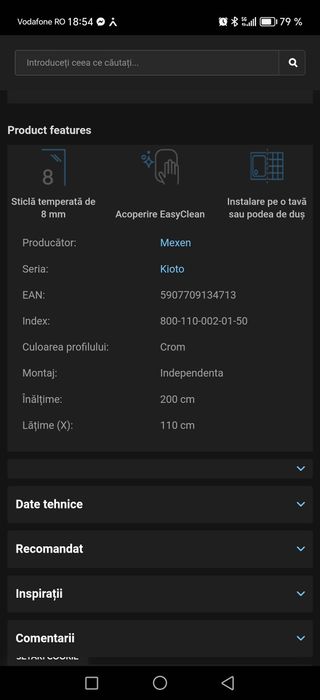 Geam/perete dush oglinda