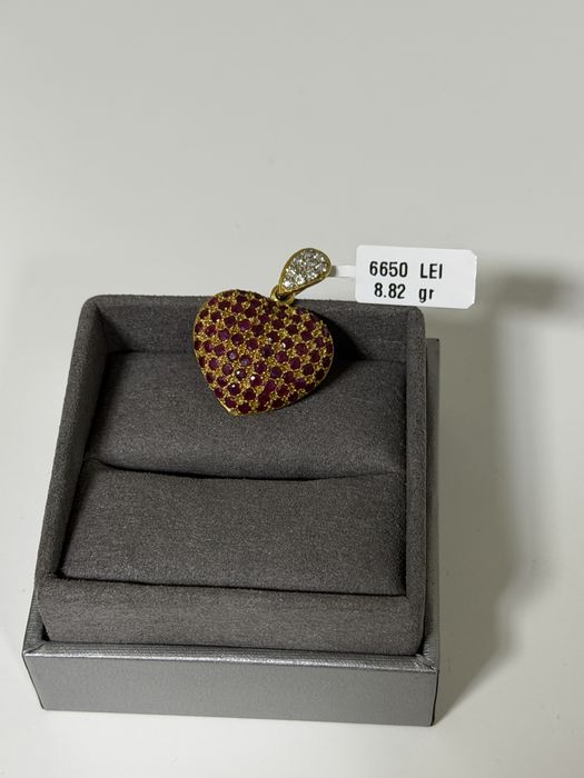 Pandant aur 18k rubine aprox 2ct