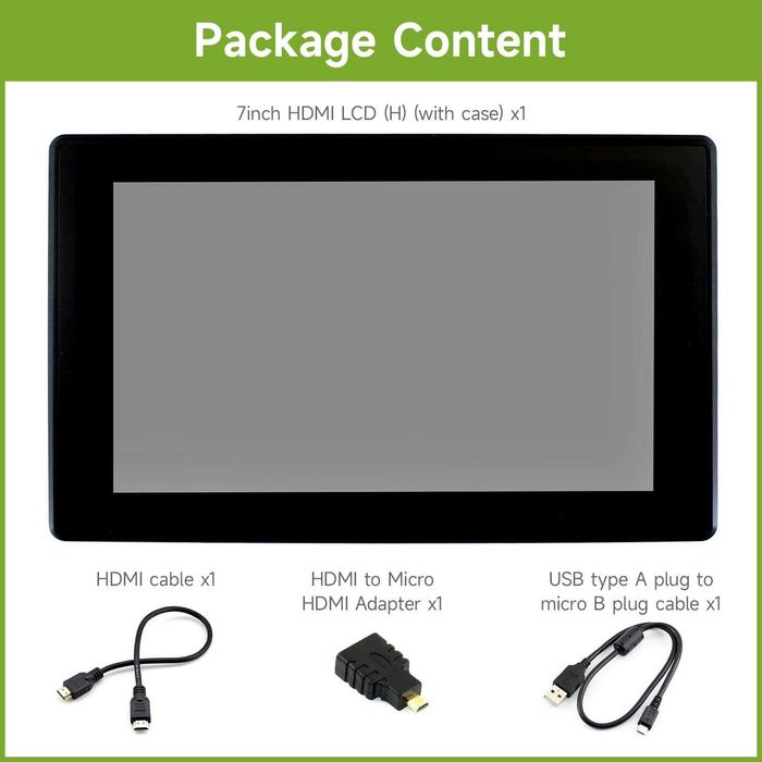 Display Waveshare 7 inch IPS Ecran Tactil Capacitiv 1024x600 Sticla 6H HDMI Audio Monitor Portabil Raspberry Pi Jetson Windows Carcasa Produs Nou