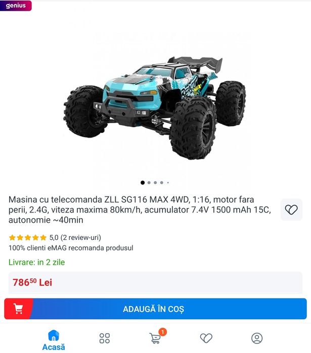 Masinuta sigilata 70 km/h 4x4 cu telecomanda automodel SG 116 MAX