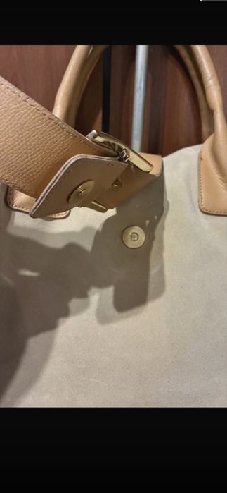 Geanta de mana , piele naturala, bej/ camel, Rapel.Biz