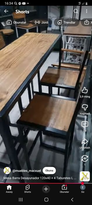Стол стул заказ оламиз хархил турдаги